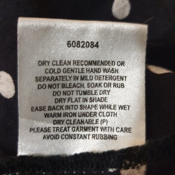 SEED HERITAGE AU-10 Dark Navy Blue/White Long Sleeve Top Polka Dot Ruffled Front - Picture 12 of 12